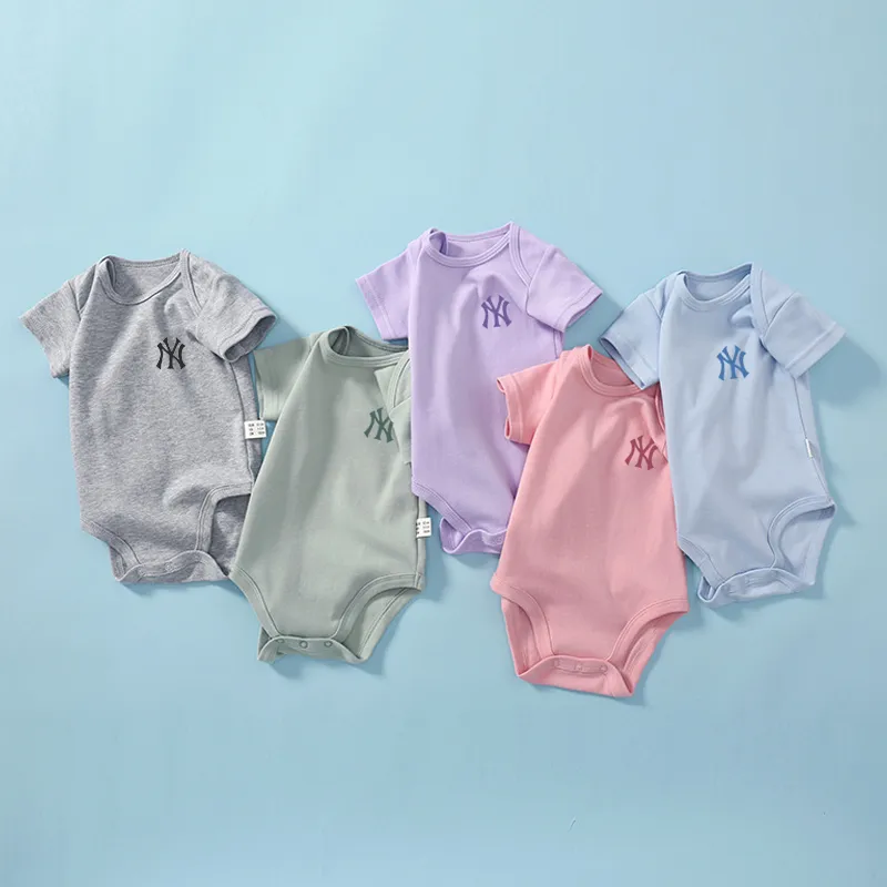 【3M-24M】おすすめ 元気いっぱい ファッション 新作  多色展開  ラウンドネック 夏 無地 新生児 ロンパース