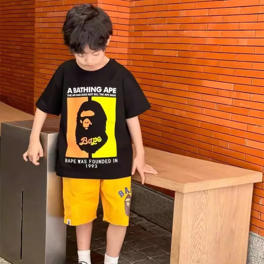 【90-160cm】絶対カッコイイ 人気高い ファッション 合わせやすい クール 気質いい カートゥーンプリント 無地 Tシャツ
