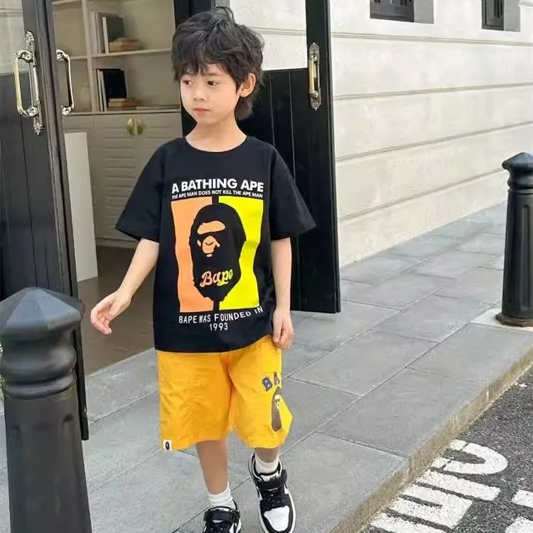 【90-160cm】絶対カッコイイ 人気高い ファッション 合わせやすい クール 気質いい カートゥーンプリント 無地 Tシャツ