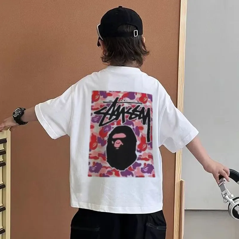 【90-160cm】超カッコイイ デザイン満点 ファッション 気質いい カートゥーンプリント クール 着心地いい  無地 Tシャツ