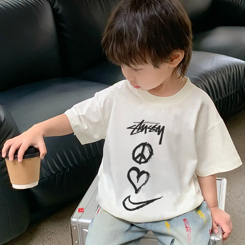 【90-160cm】人気爆発中 快適 おすすめ ラウンドネック 半袖 2色選べる プリント Ｔシャツ