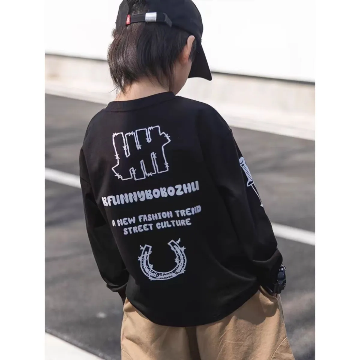 【100-160cm】大人気 シンプル カジュアル アルファベット トレンド 合わせやすい 長袖 Tシャツ