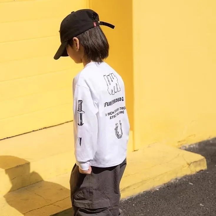 【100-160cm】大人気 シンプル カジュアル アルファベット トレンド 合わせやすい 長袖 Tシャツ