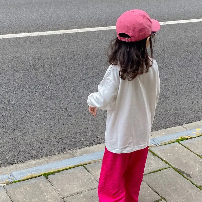 【100-160cm】おすすめ ルーズ 着心地良い トレンド アルファベット 女の子 シンプル 長袖 Tシャツ