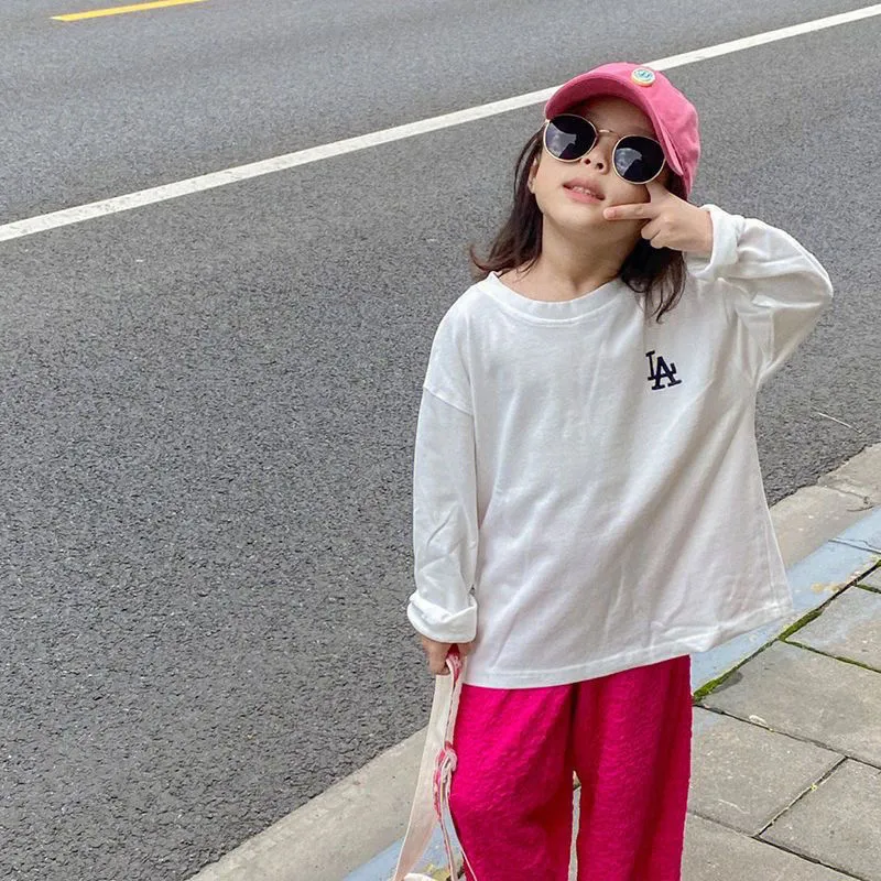 【100-160cm】おすすめ ルーズ 着心地良い トレンド アルファベット 女の子 シンプル 長袖 Tシャツ