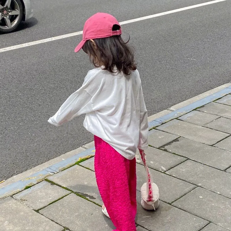 【100-160cm】おすすめ ルーズ 着心地良い トレンド アルファベット 女の子 シンプル 長袖 Tシャツ