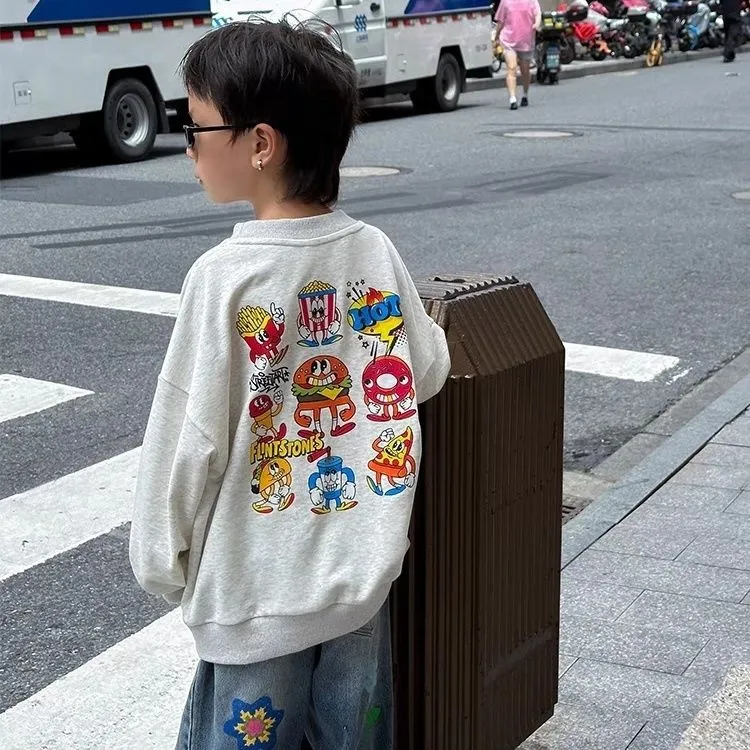 【90-160cm】手放せない! ラウンドネック 着心地良い 合わせやすい トレンド ルーズ トレーナー