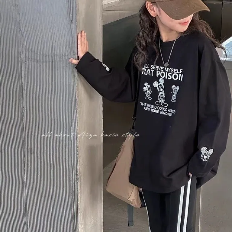 【100-160cm】特別なデザイン カジュアル 合わせやすい ファッション カートゥーンプリント 女の子長袖Ｔシャツ