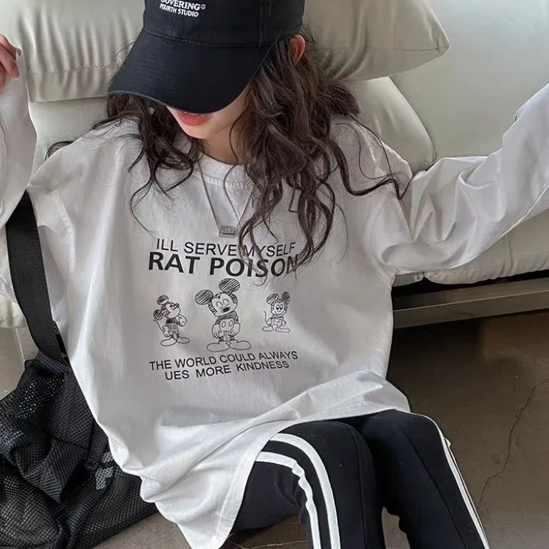【100-160cm】特別なデザイン カジュアル 合わせやすい ファッション カートゥーンプリント 女の子長袖Ｔシャツ