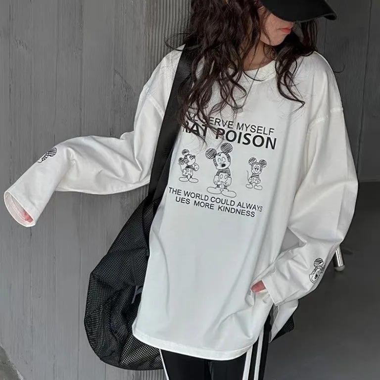 【100-160cm】特別なデザイン カジュアル 合わせやすい ファッション カートゥーンプリント 女の子長袖Ｔシャツ