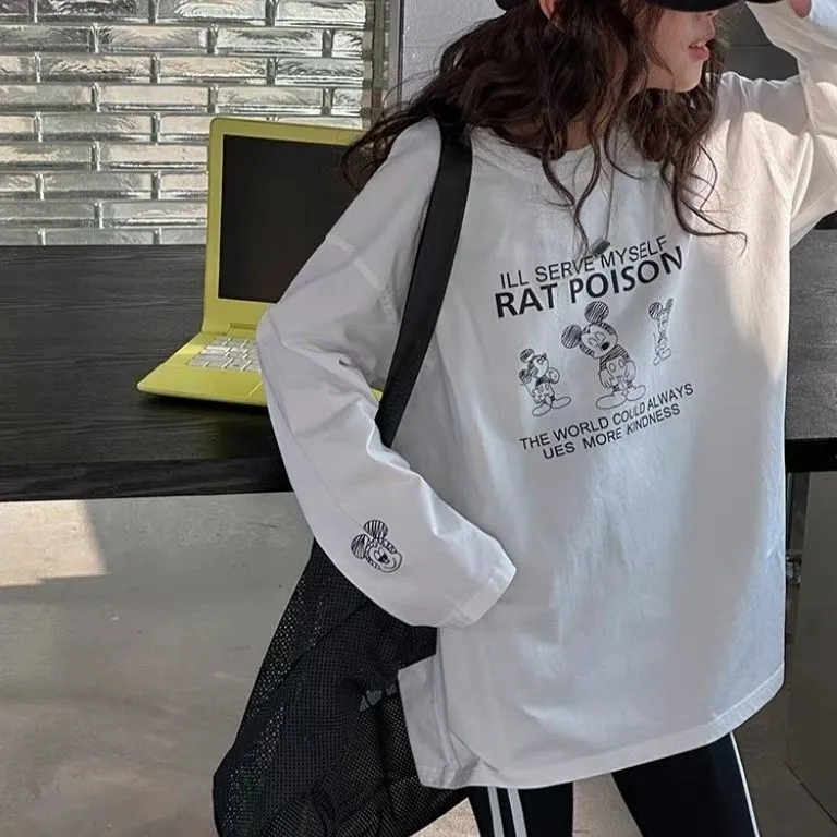 【100-160cm】特別なデザイン カジュアル 合わせやすい ファッション カートゥーンプリント 女の子長袖Ｔシャツ
