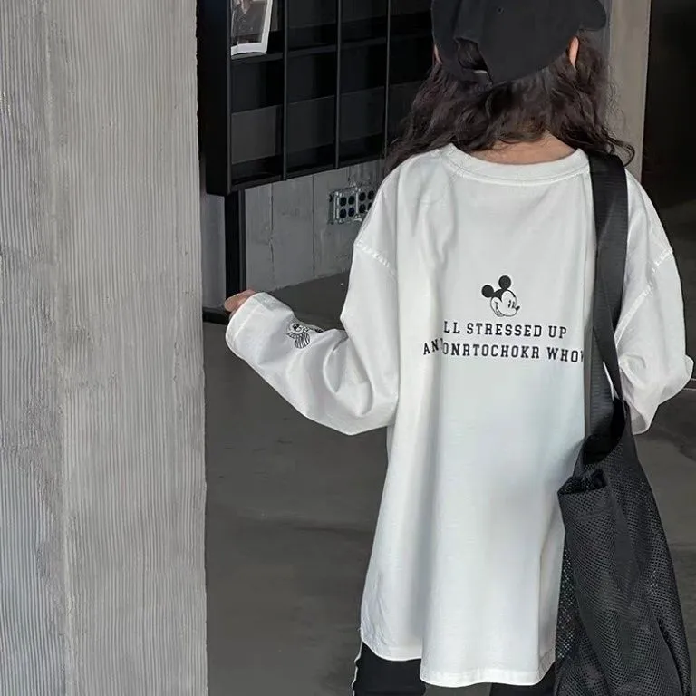 【100-160cm】特別なデザイン カジュアル 合わせやすい ファッション カートゥーンプリント 女の子長袖Ｔシャツ