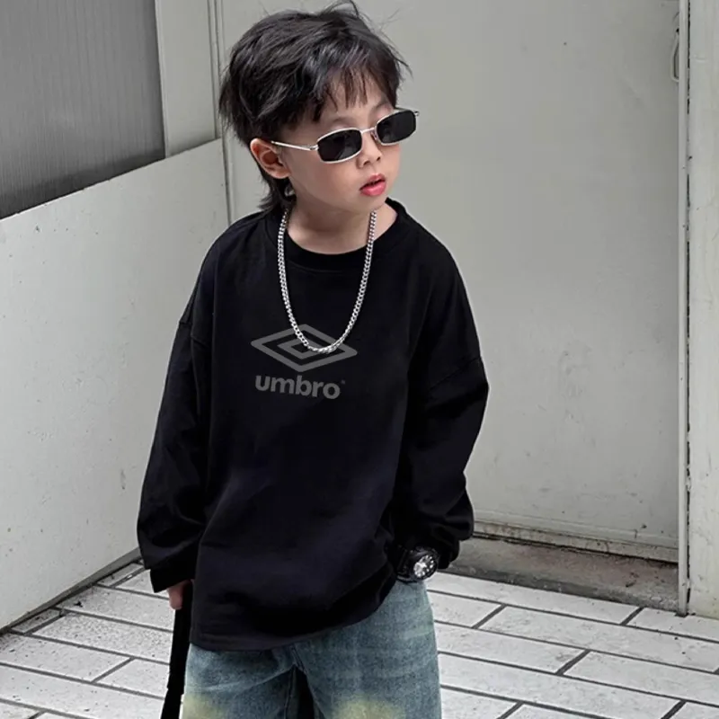 【90-160cm】着回し力抜群 ラウンドネック トレンド 着心地良い アルファベット 長袖 Tシャツ