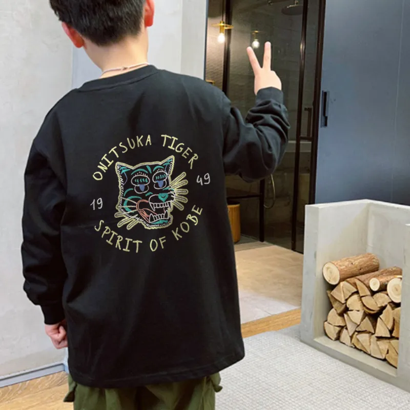 【90-160cm】大人気 アルファベット 着心地良い トレンド ラウンドネック 長袖 Tシャツ