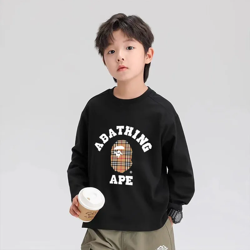 【100-160cm】合わせやすい 特別なデザイン シンプル カジュアル 定番 長袖 Ｔシャツ