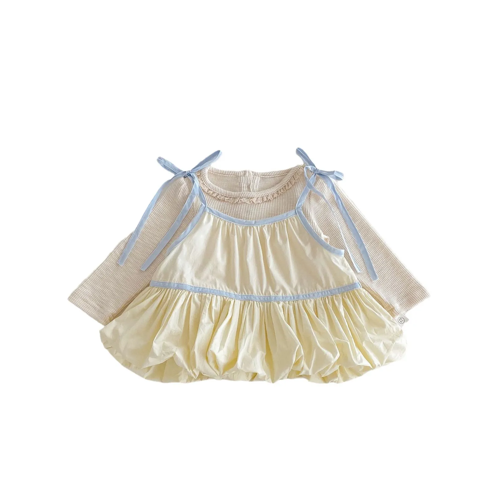 【73-100cm】二点セット シンプル かわいい ワンピース 長袖 セットアップ