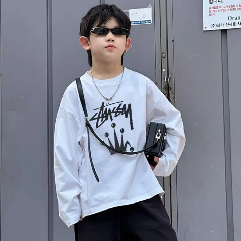 【90-160cm】定番 カジュアル 着心地良い 合わせやすい トレンド 長袖 Tシャツ