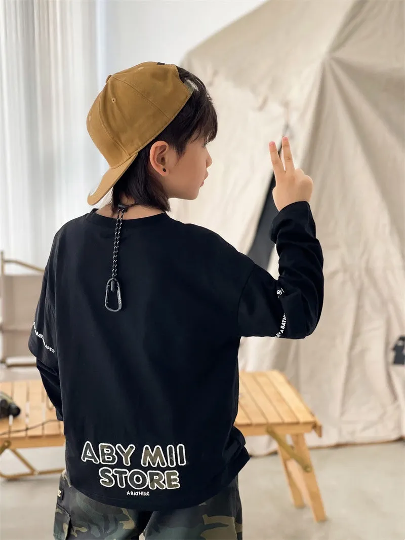 【100-160cm】超人気商品 絶対後悔しない 特別なデザイン カッコイイ おしゃれ 男の子 長袖 トップス
