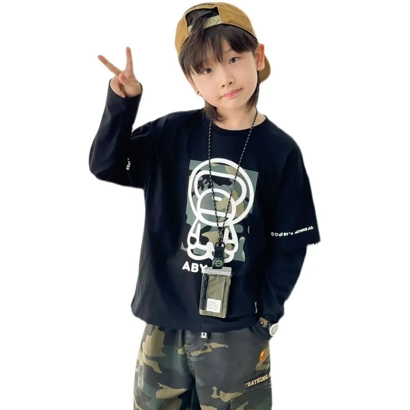【100-160cm】超人気商品 絶対後悔しない 特別なデザイン カッコイイ おしゃれ 男の子 長袖 トップス