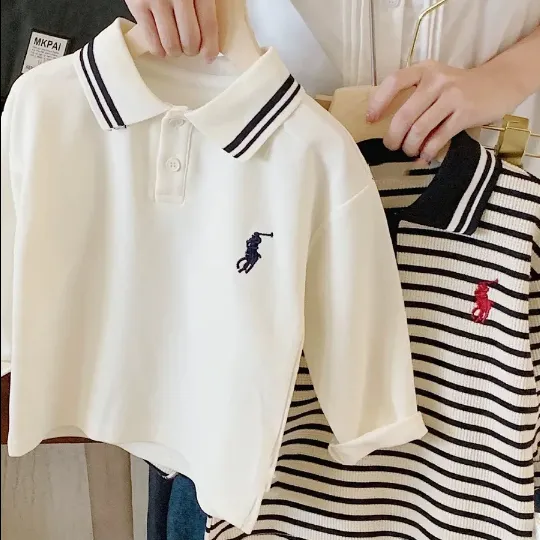 【90-140cm】よく売れる シンプル 着心地良い 合わせやすい POLOネック おしゃれ 長袖 Tシャツ