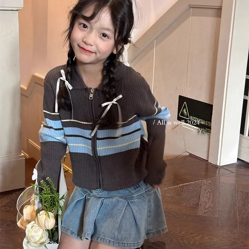 【110-160cm】気質満点 今季注目 存在感抜群 合わせやすい カジュアル おしゃれ 女の子 ニット アウター