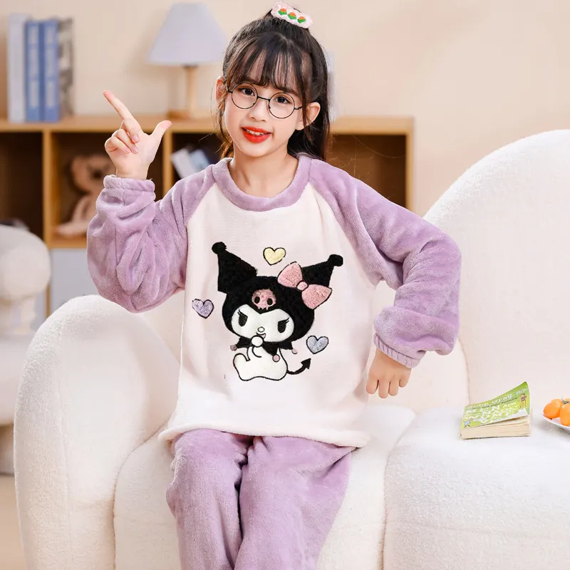 【90-160cm】超かわいい やわらかな素材 絶対欲しい モコモコ 今季注目 カートゥーンプリント 女の子 秋冬 パジャマ