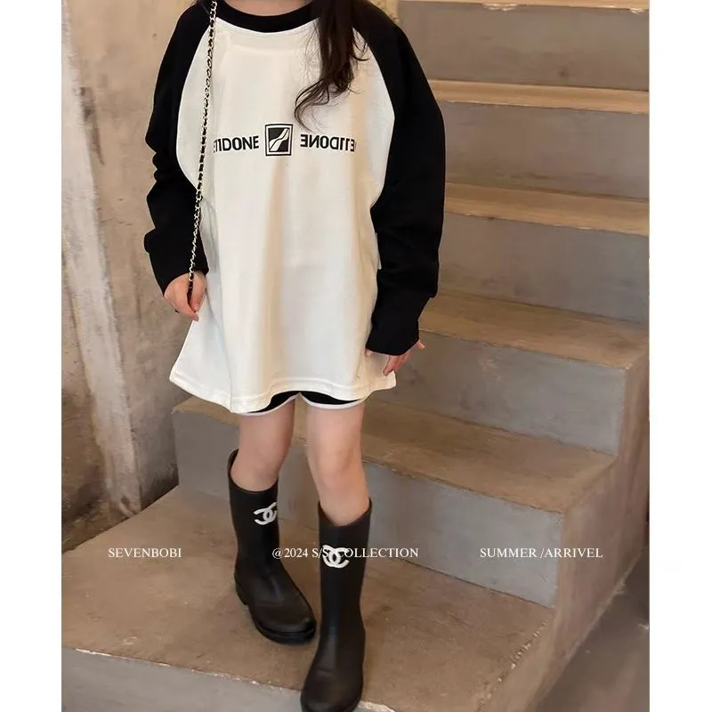 【90-160cm】今季注目 人気上昇中 売れ筋 合わせやすい 切り替え おしゃれ カジュアル 女の子 長袖 Ｔシャツ