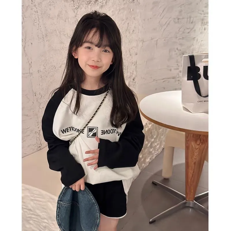【90-160cm】今季注目 人気上昇中 売れ筋 合わせやすい 切り替え おしゃれ カジュアル 女の子 長袖 Ｔシャツ