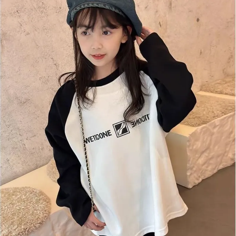 【90-160cm】今季注目 人気上昇中 売れ筋 合わせやすい 切り替え おしゃれ カジュアル 女の子 長袖 Ｔシャツ