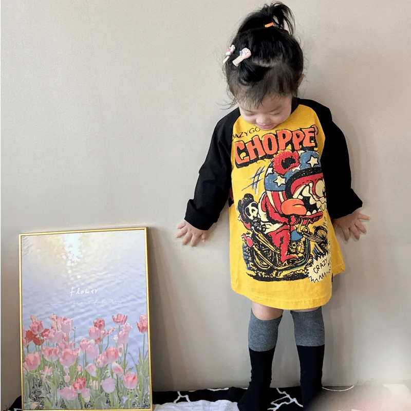 【90-140cm】存在感アップ  売れ筋 カートゥーン ファッション 人気商品 女の子 長袖 Ｔシャツ