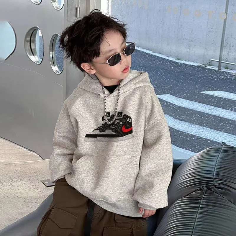 【90-160cm】超ファッション カジュアル クール プリント 合わせやすい 男の子 フード付き 長袖 パーカー