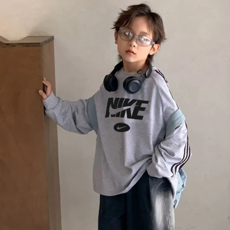 【90-150cm】元気いっぱい 売れ筋 トレンド レトロ カジュアル 人気 ゆったり 男の子 長袖 Tシャツ