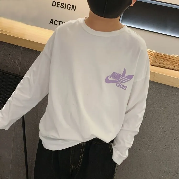 【90-160cm】絶対欲しい！無地 快適 ルーズ 合わせやすい トレンド 長袖 Tシャツ