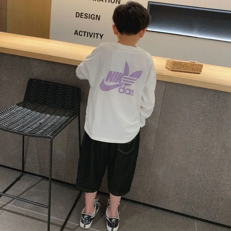 【90-160cm】絶対欲しい！無地 快適 ルーズ 合わせやすい トレンド 長袖 Tシャツ