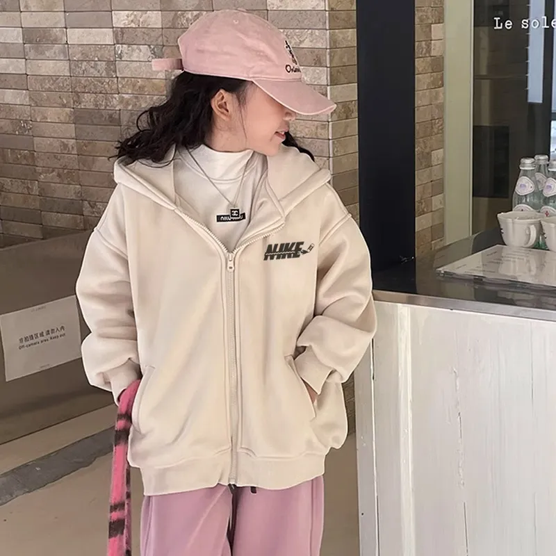 【90-160cm】元気いっぱい 爆売れ中 プリント カジュアル 合わせやすい 女の子 フード付き アウター