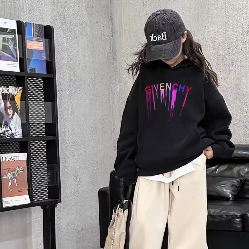 【90-160cm】売り切れ必至 好感度UP プリント カジュアル 合わせやすい 女の子 フード付き パーカー