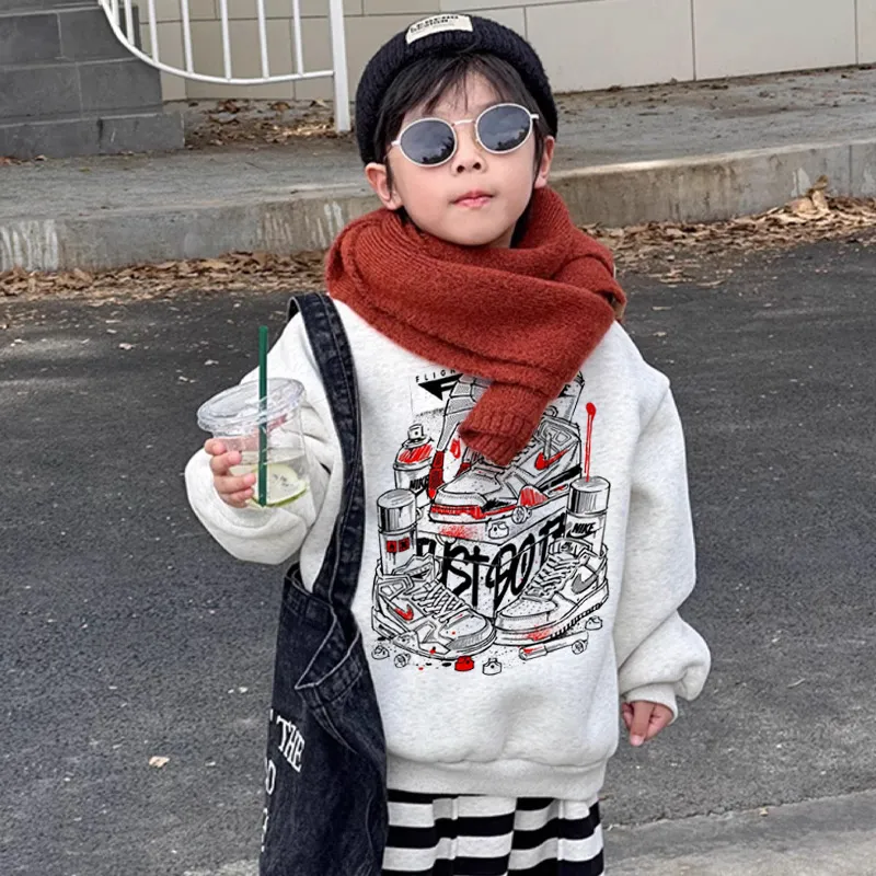 【90-160cm】着回し力抜群 大人気 プリント カッコイイ 合わせやすい 男の子 トレーナー