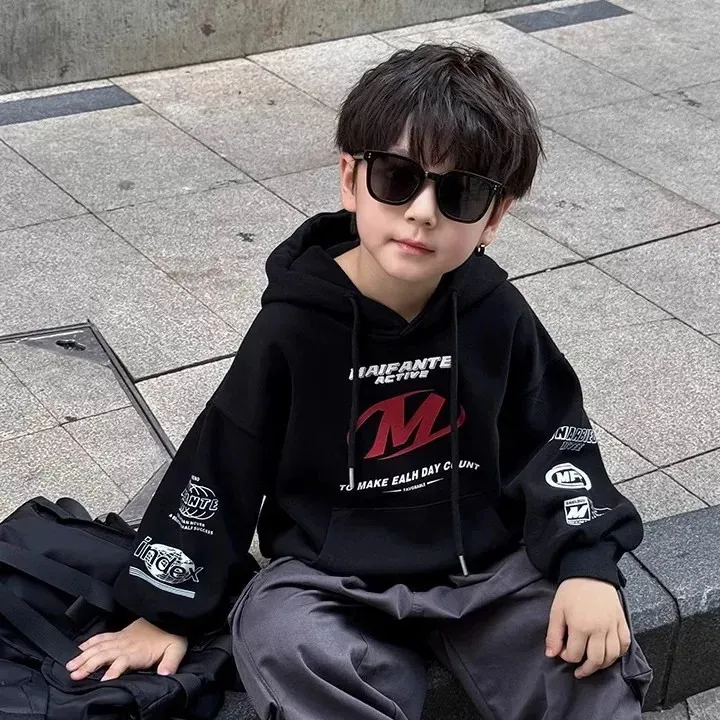 【90-160cm】人気上昇中 ルーズ フード付き カジュアル 合わせやすい パーカー