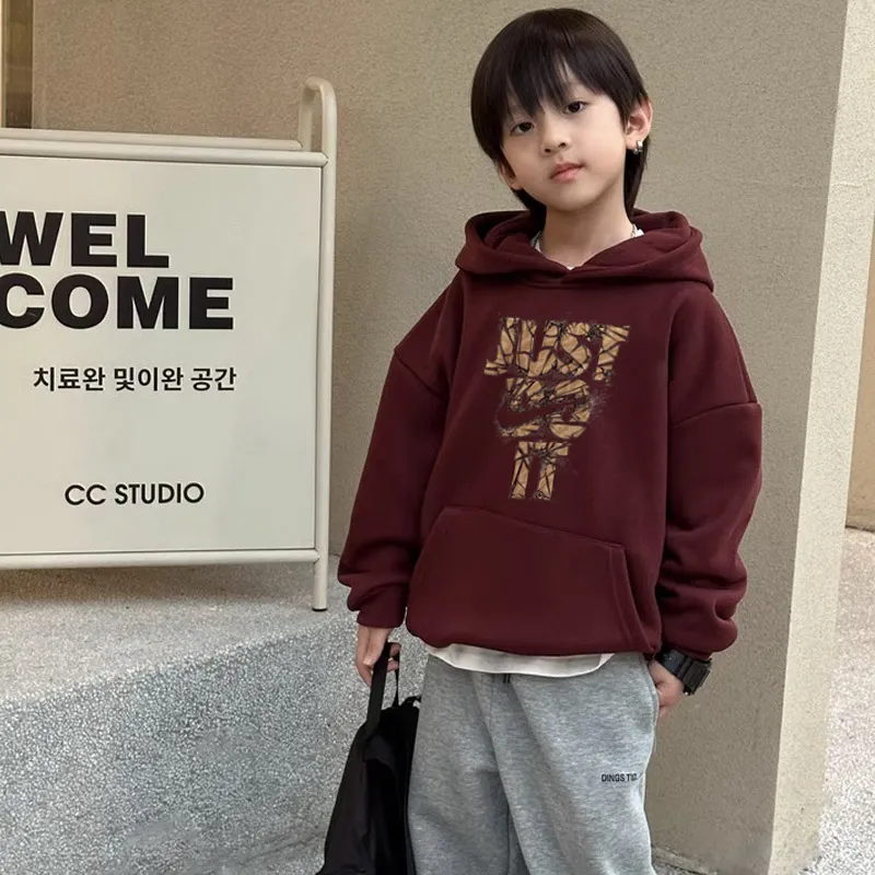 【90-160cm】合わせやすい パーカー 男の子 カジュアル フード付き  アルファベット トップス