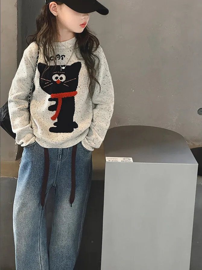 【120-170cm】セーター 人気上昇中 ルーズ 刺繍 カジュアル 合わせやすい セーター