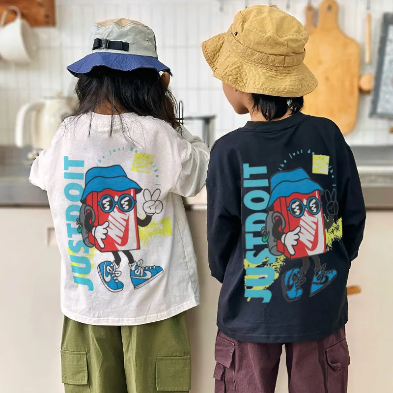 【90-160cm】存在感アップ  大注目 カジュアル 合わせやすい 快適 プリント 長袖 Ｔシャツ