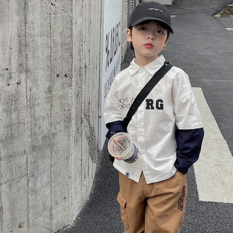 【100-150cm】絶対欲しい 特別なデザイン カジュアル カッコイイ 男の子 長袖 シャツ