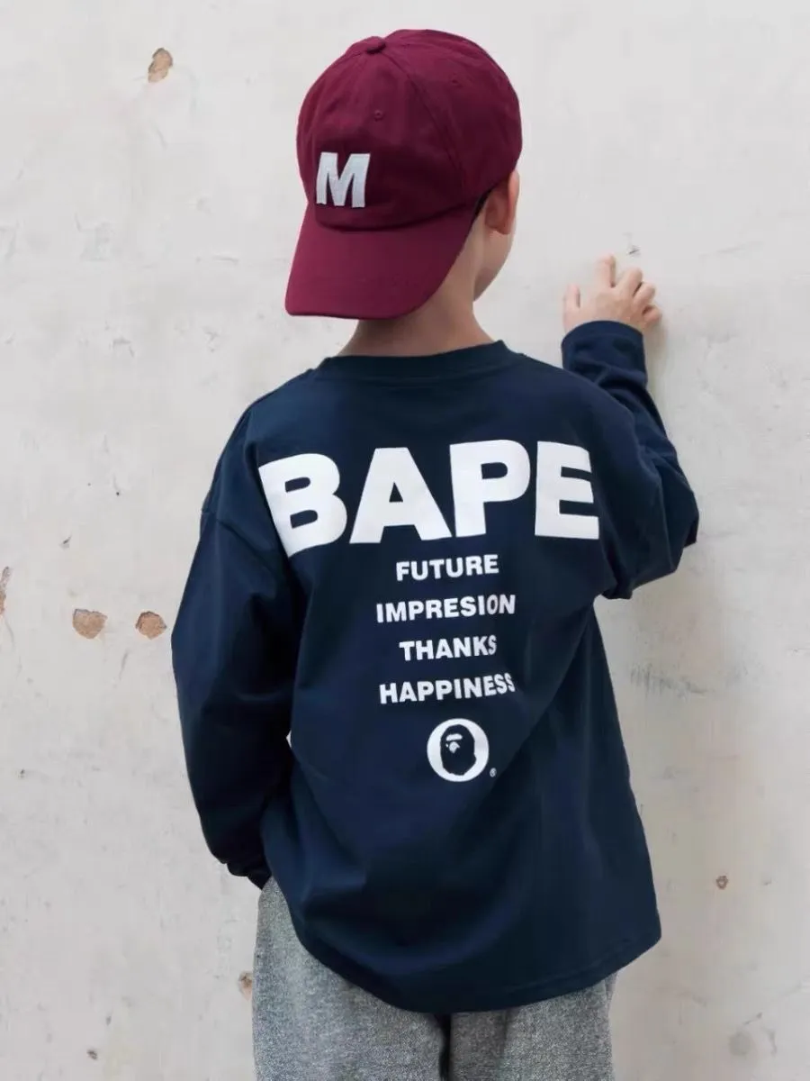 【90-160cm】よく売れる カジュアル 定番 アルファベット ルーズ 長袖 Tシャツ