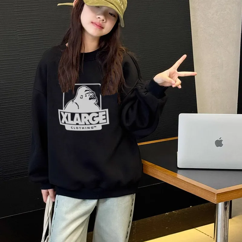 【90-160cm】リラックス感ある プリント 合わせやすい カジュアル 着やすい 女の子 トレーナー