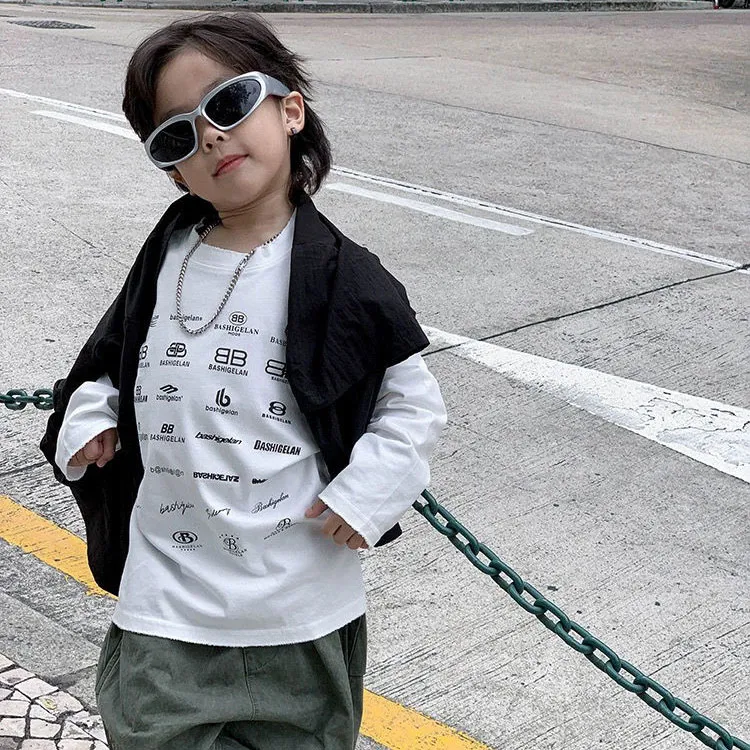 【90-160cm】大人気 シンプル 定番 カジュアル 合わせやすい トレンド 長袖 Tシャツ