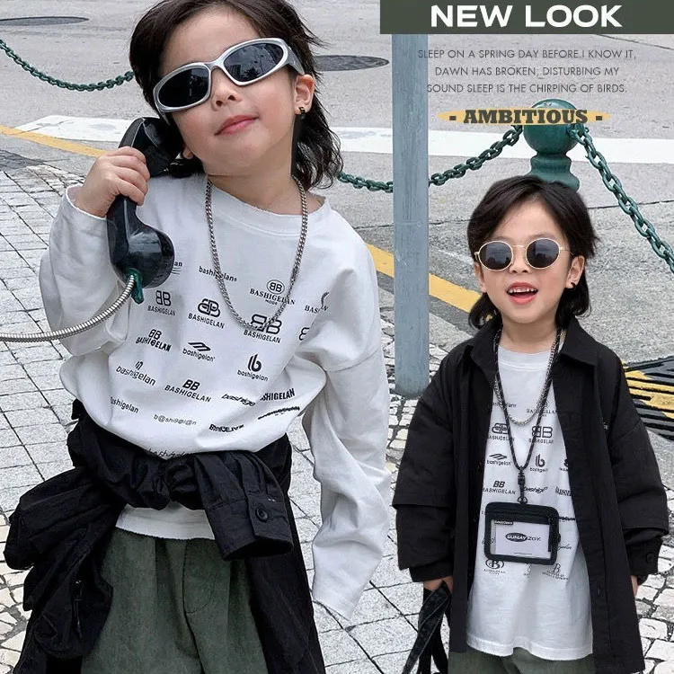 【90-160cm】大人気 シンプル 定番 カジュアル 合わせやすい トレンド 長袖 Tシャツ