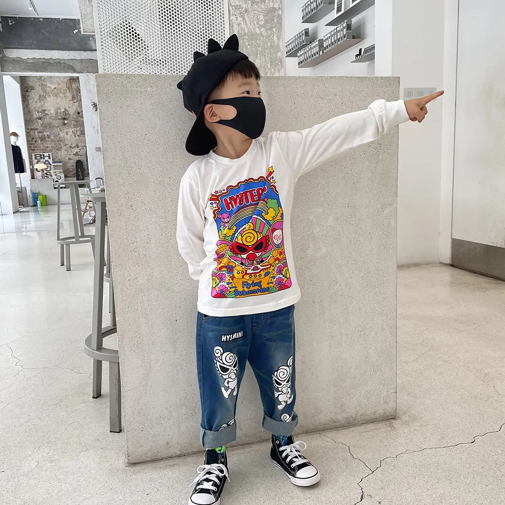 【90-160cm】着回し力抜群 カートゥーン 可愛い 合わせやすい トレンド 人気 長袖 Tシャツ