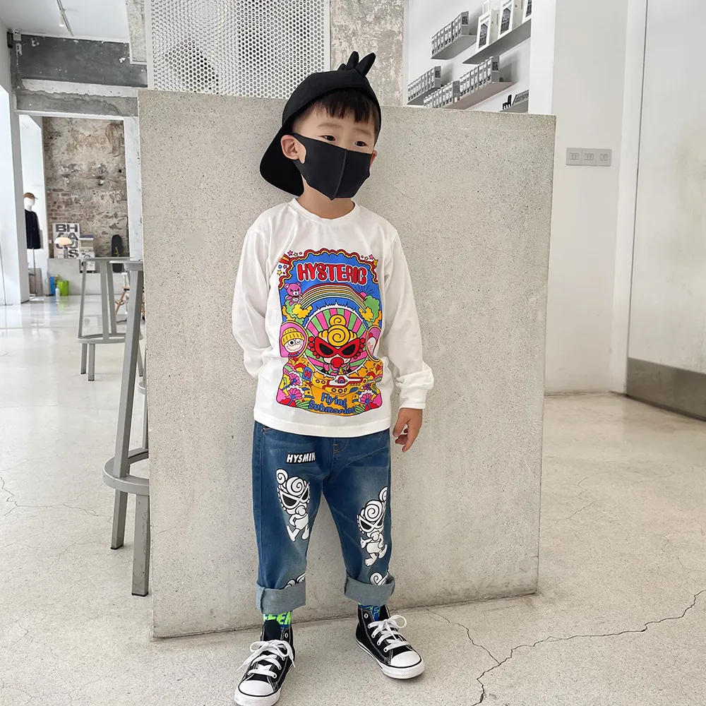 【90-160cm】着回し力抜群 カートゥーン 可愛い 合わせやすい トレンド 人気 長袖 Tシャツ