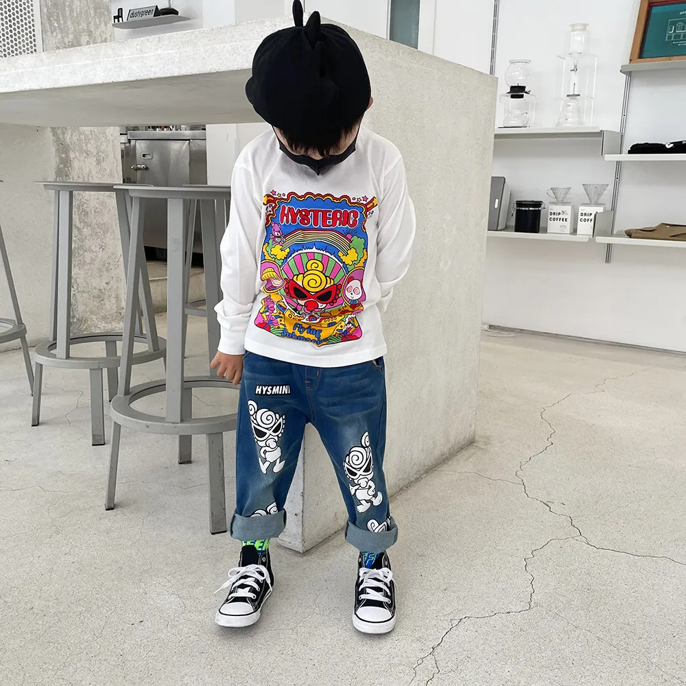 【90-160cm】着回し力抜群 カートゥーン 可愛い 合わせやすい トレンド 人気 長袖 Tシャツ
