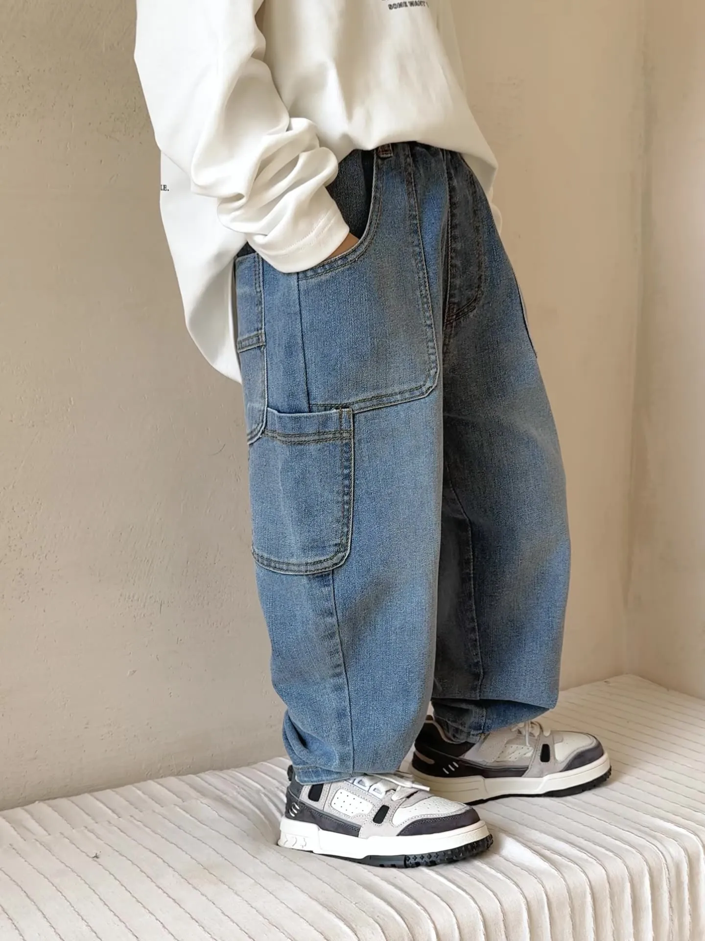 【110-170cm】人気上昇中 トレンド 男の子 履きやすい カジュアル 合わせやすい デニムパンツ